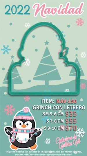Grinch con letrero