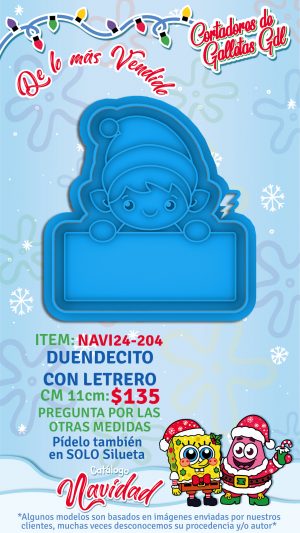 Duende con letrero