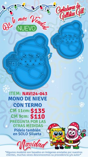 Mono de nieve con termo
