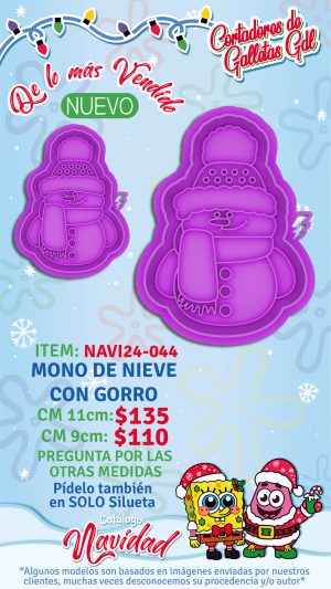 Mono de nieve con gorro