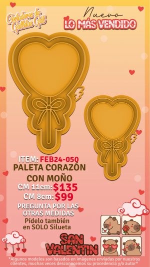 Paleta corazón con moño