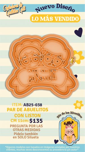 Par de abuelitos con listón