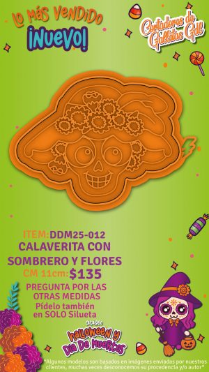 Calaverita con sombrero y flores