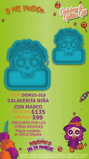 Calaverita niña con marco