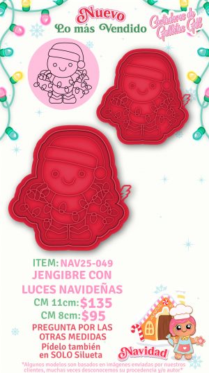 Jengibre con luces navideñas
