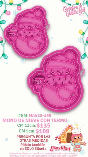 Mono de nieve con termo