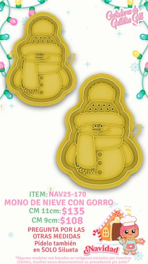 Mono de nieve con gorro