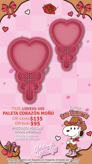 Paleta corazón con moño